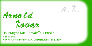 arnold kovar business card